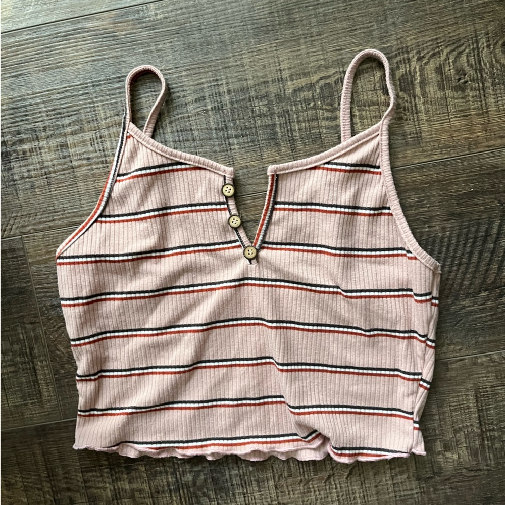 cropped tank top, pink with stripes